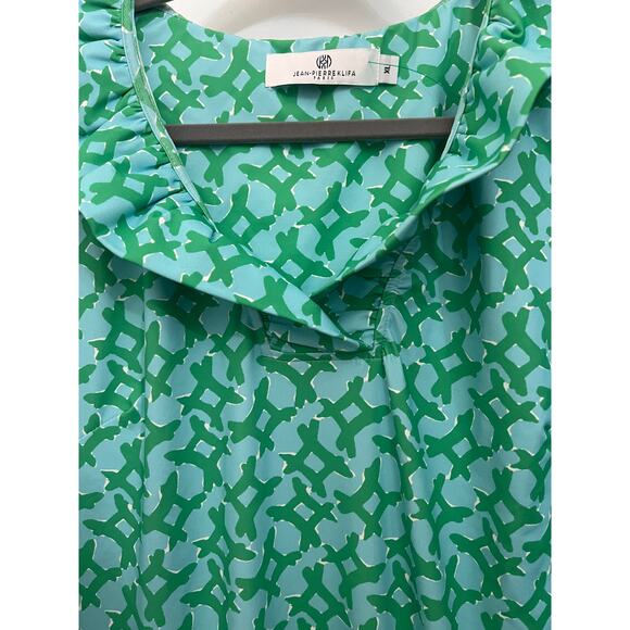 Jean-Pierre Klifa Blue Green Swing Dress XL Vacation Resort Beachy Boho Chic - Picture 7 of 9